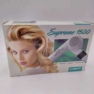 Vtg 90s Conair Supreme 1500 Model 304G 1500 Watt 125V White NOS Sealed Box